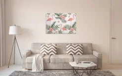 Livingwalls Leinwand Flamingo Rosa Grün DD120269