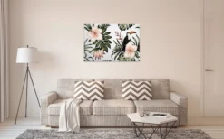 Livingwalls Leinwand, Hibiskus, Tukan, 90x60 cm DD120267
