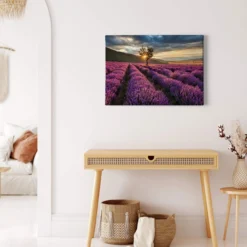 Livingwalls Leinwand, Lavendelfelder, Baum, 70x50 cm DD123111