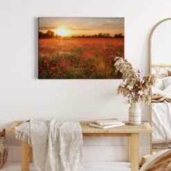 Livingwalls Leinwand, Mohnblumen, Sonnenuntergang, 70x50 cm DD123112