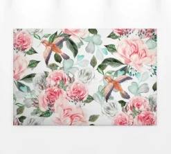 Livingwalls Leinwand, Rosen, Kolibris, 90x60 cm DD120263