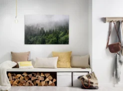 Livingwalls Leinwand, Wald, Nebel, 90x60 cm DD120291