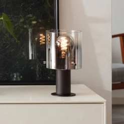 Tischleuchte Benett - Glas Braun